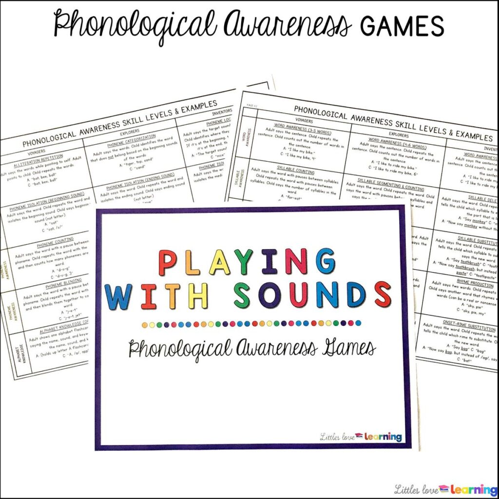Phonological and phonemic awareness games for preschool and kindergarten students 