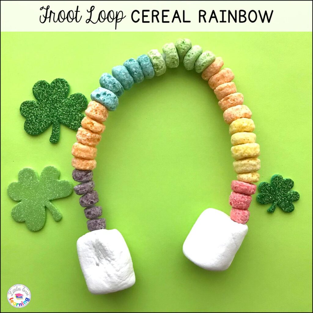 St. Patrick's Day froot loop cereal rainbow for preschool and kindergarten 
