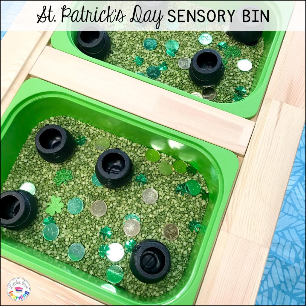 St. Patrick's Day sensory bin for preschool and kindergarten 