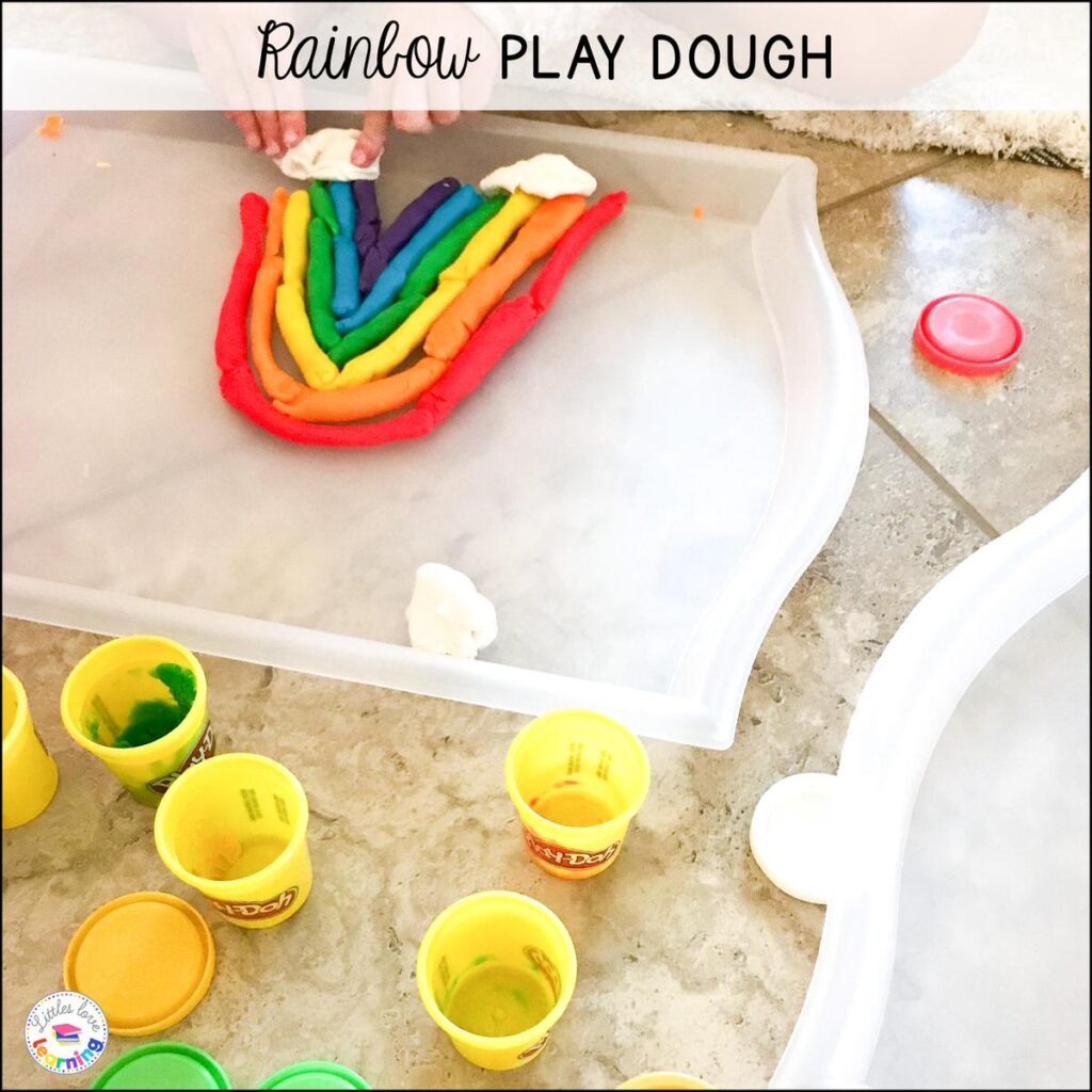 St. Patrick's Day rainbow play dough for preschool and kindergarten 