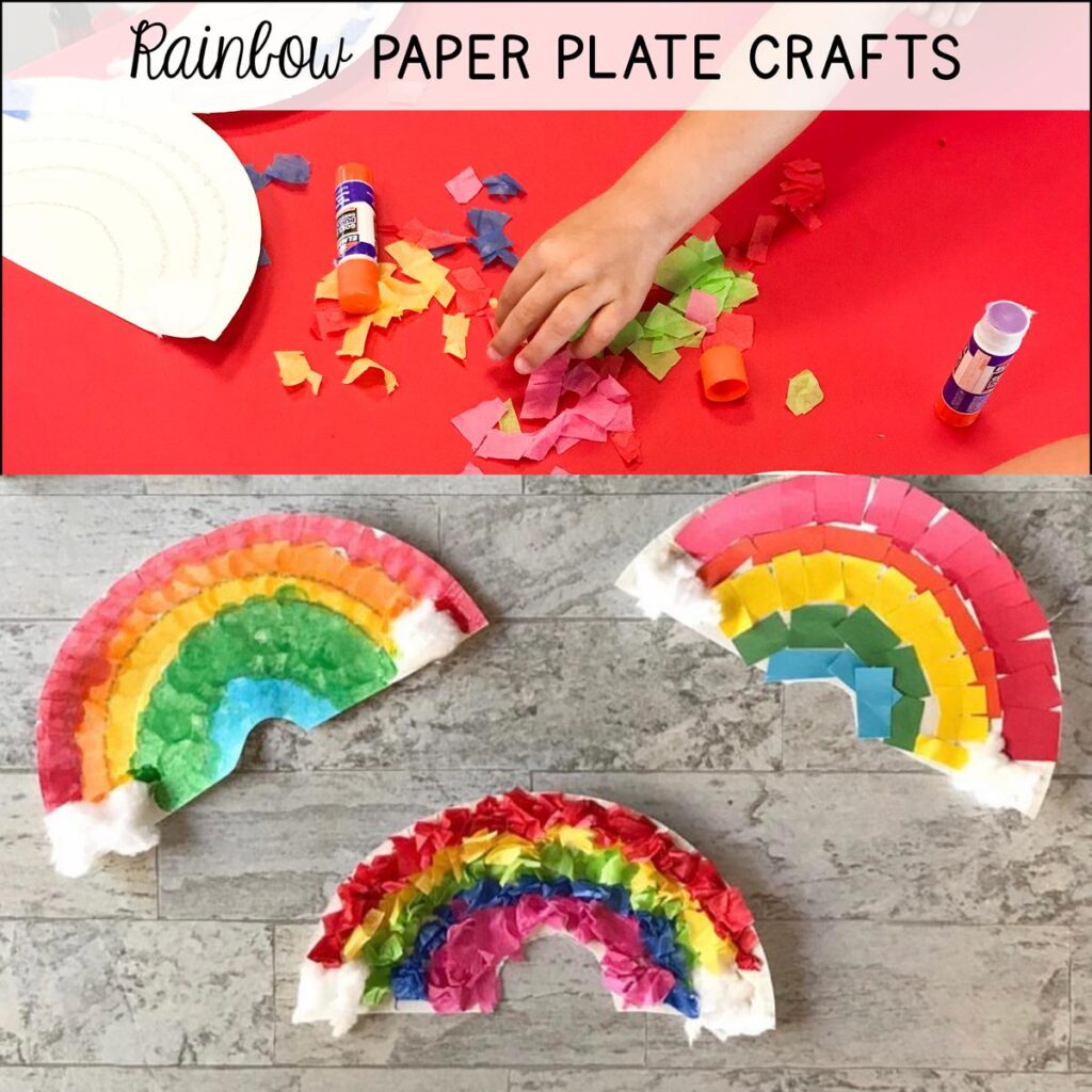 St. Patrick's Day rainbow paper plate crafts for preschool and kindergarten 