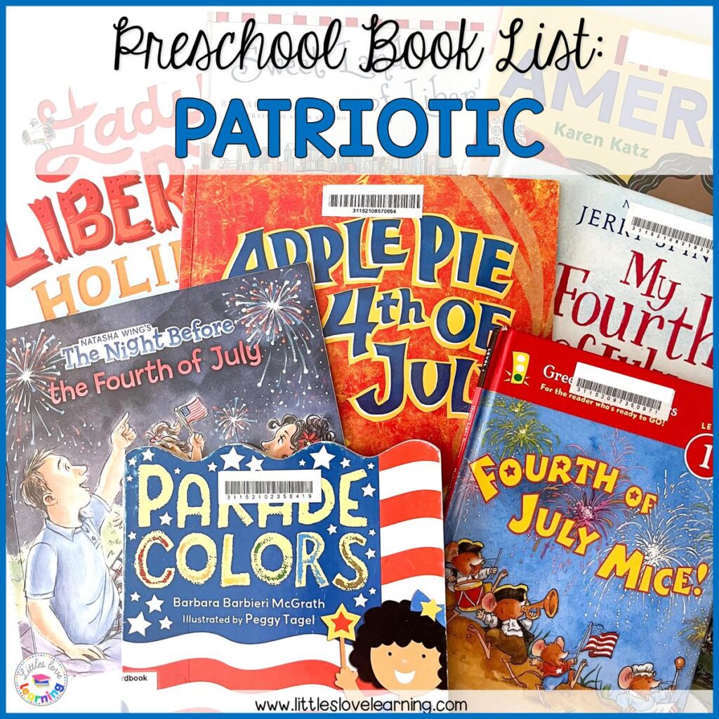 Patriotic book list for preschool, pre-k, and kindergarten 