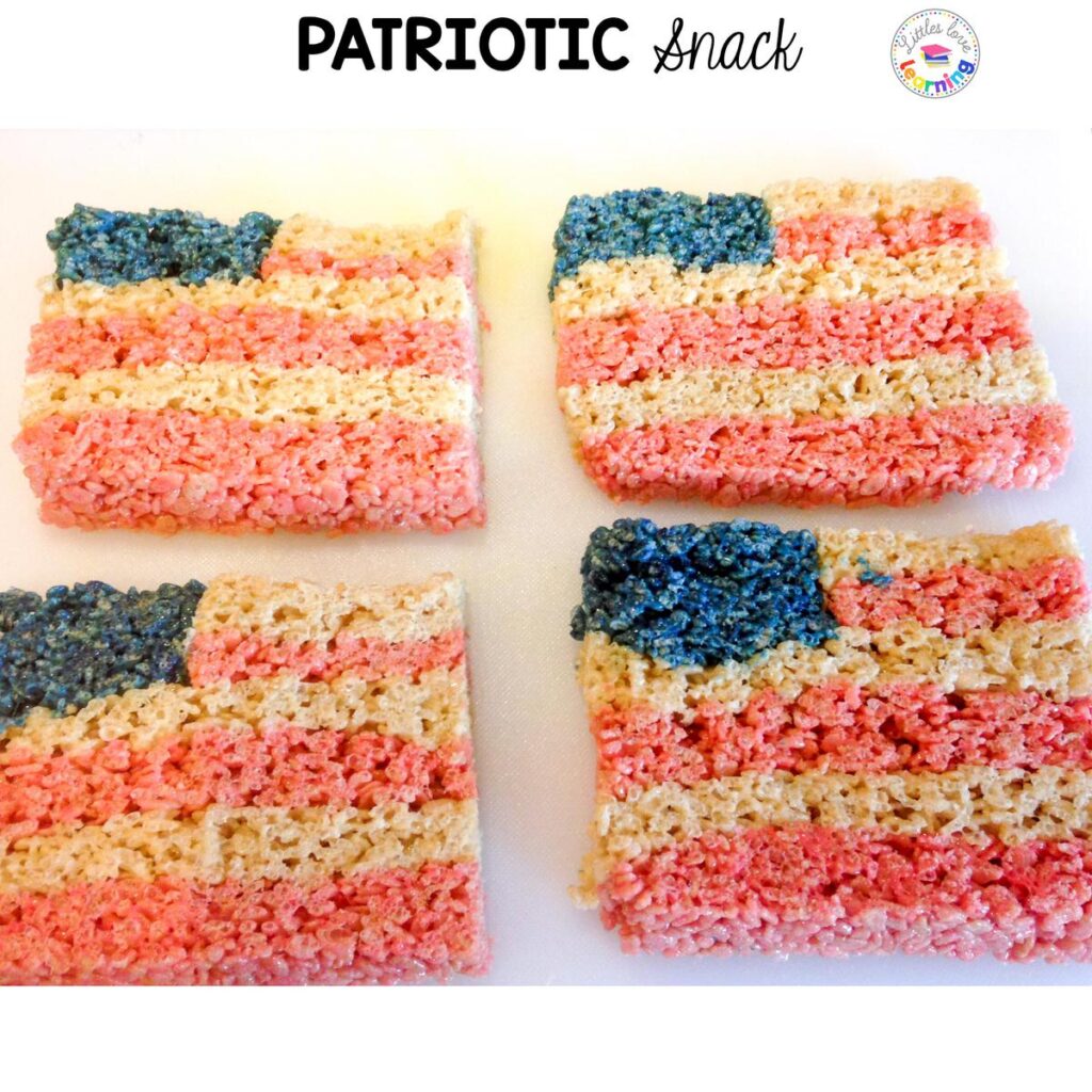 Patriotic snack for preschool, pre-k, and kindergarten to celebrate 4th of July