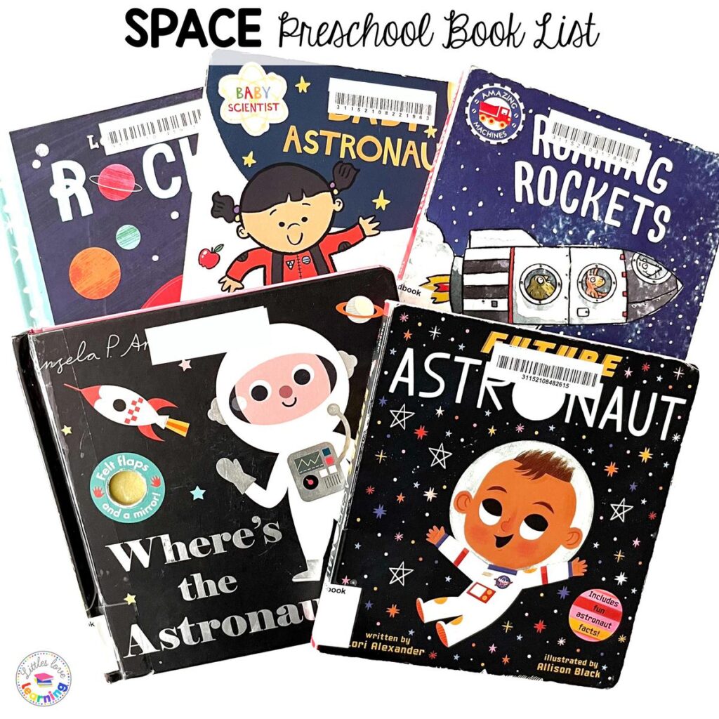 Space books for preschool, pre-k, and kindergarten