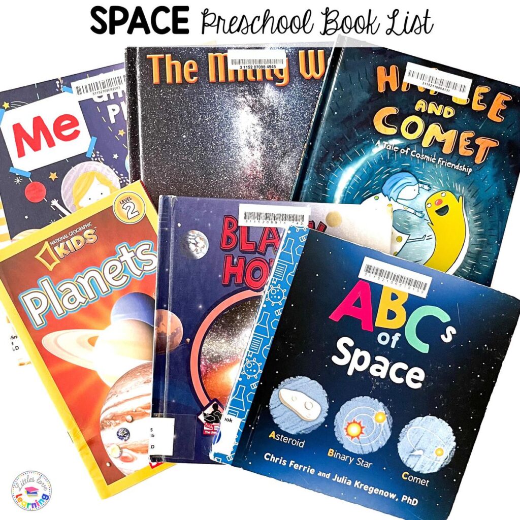 Space books for preschool, pre-k, and kindergarten