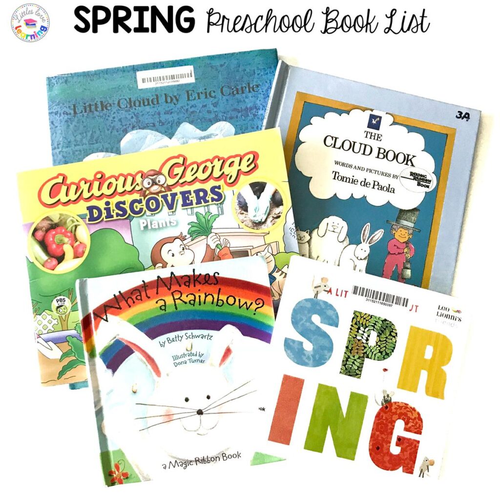 Spring book list for preschool, pre-k, and kindergarten 