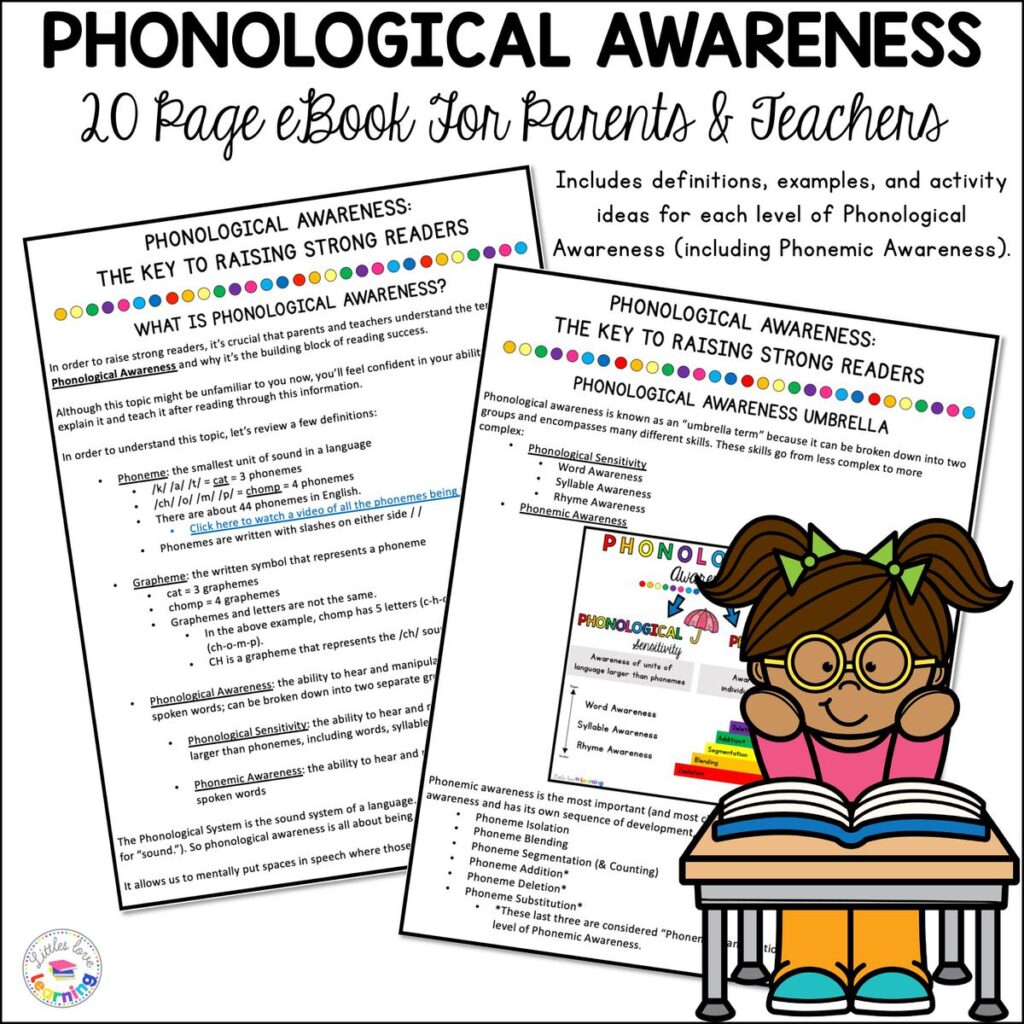 Phonological awareness eBook for parents and teachers of preschool, pre-k, and kindergarten students 