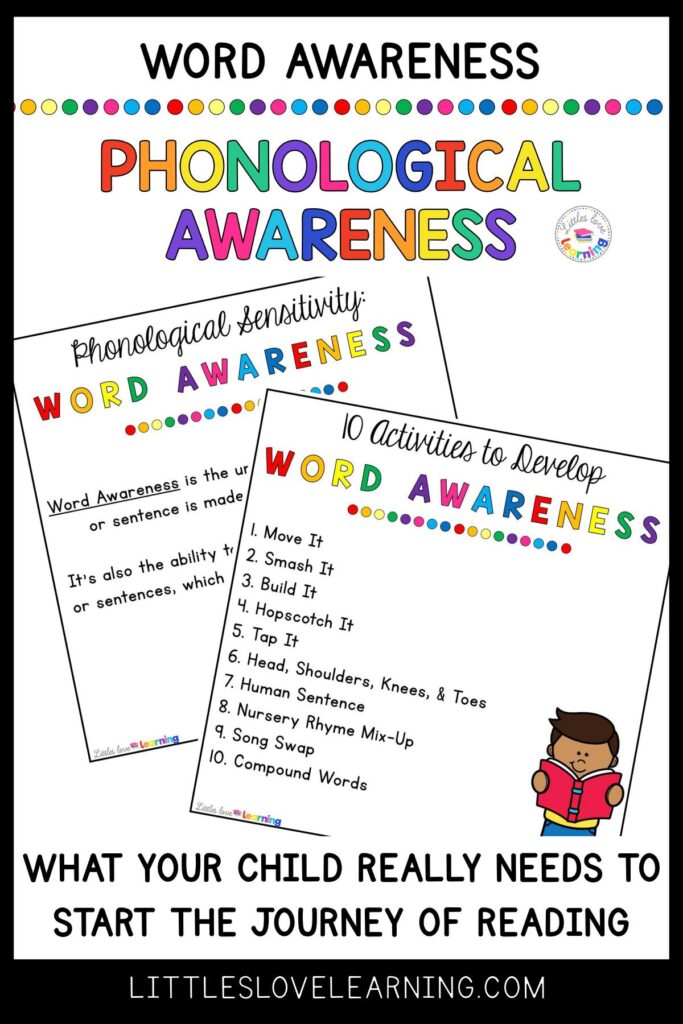 Word awareness tips for parents and teachers of preschool, pre-k, and kindergarten students. 