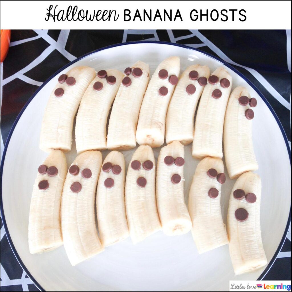 Halloween banana ghosts for preschool, pre-k, and kindergarten 
