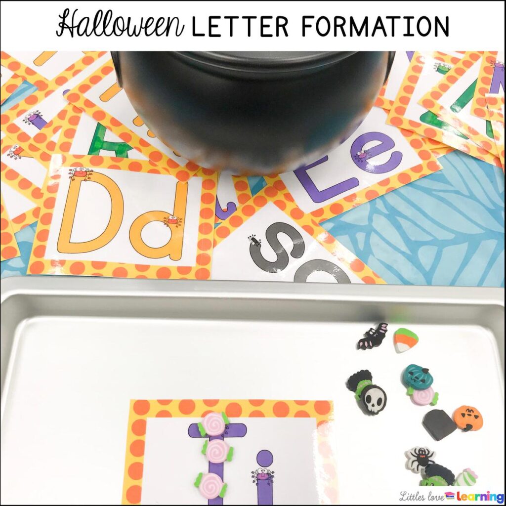 Halloween letter formation activity for preschool, pre-k, and kindergarten 