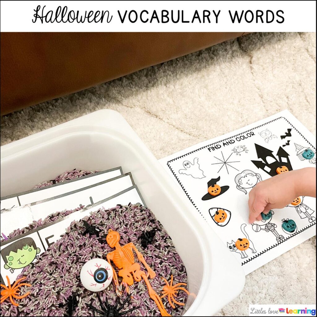 Halloween vocabulary activity for preschool, pre-k, and kindergarten 