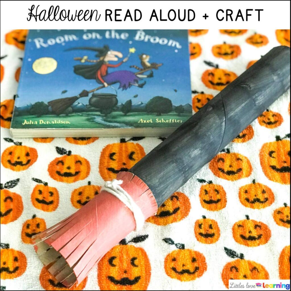 Halloween broomstick craft for preschool, pre-k, and kindergarten 
