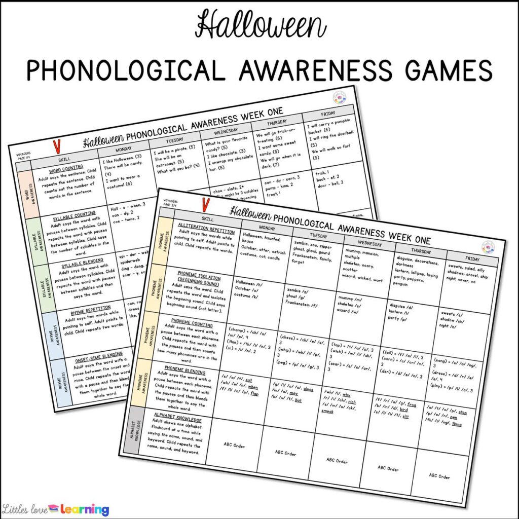 Halloween phonological awareness games 