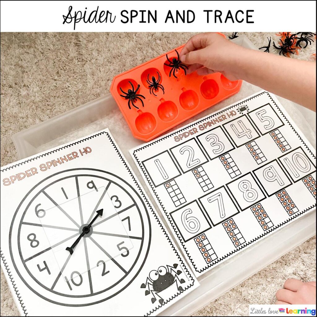 Spider spin and trace for preschool, pre-k, and kindergarten