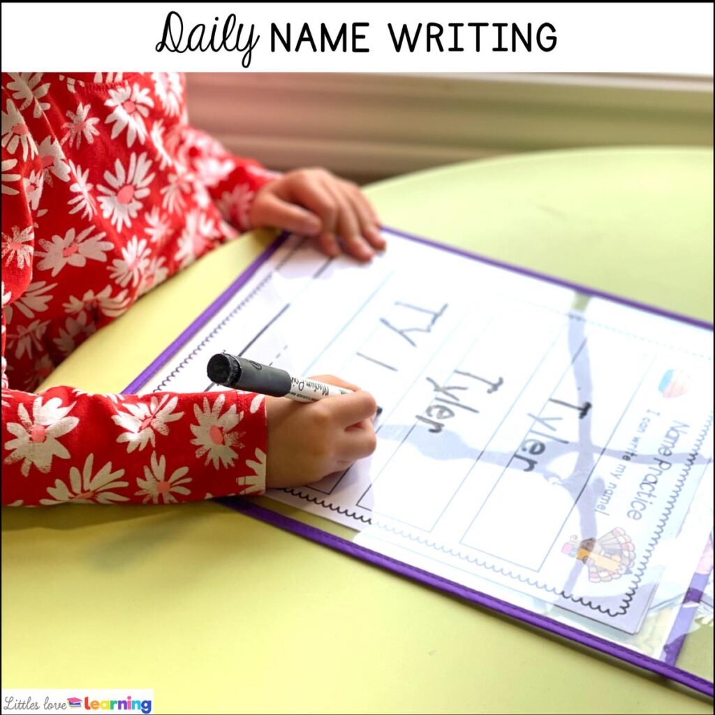Daily name writing for preschool, pre-k, and kindergarten 