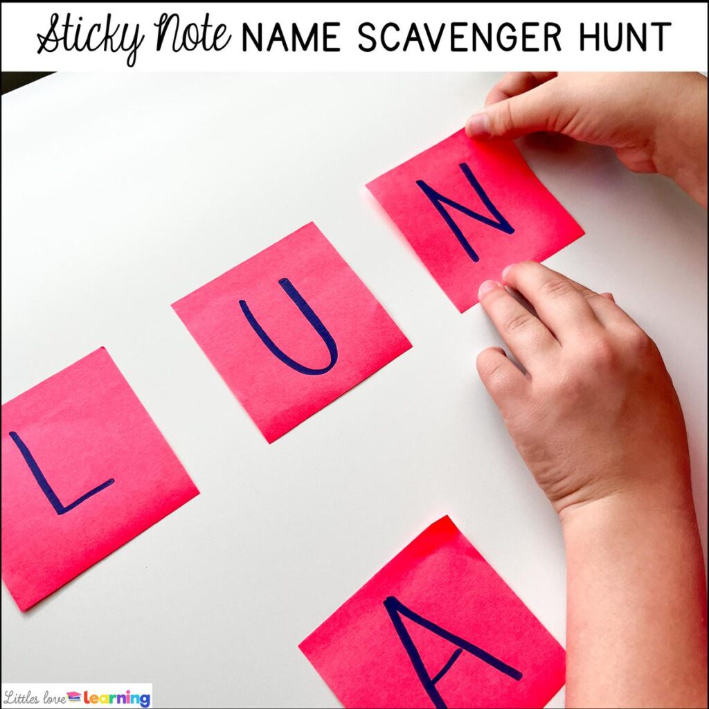 Name scavenger hunt for preschool, pre-k, and kindergarten 