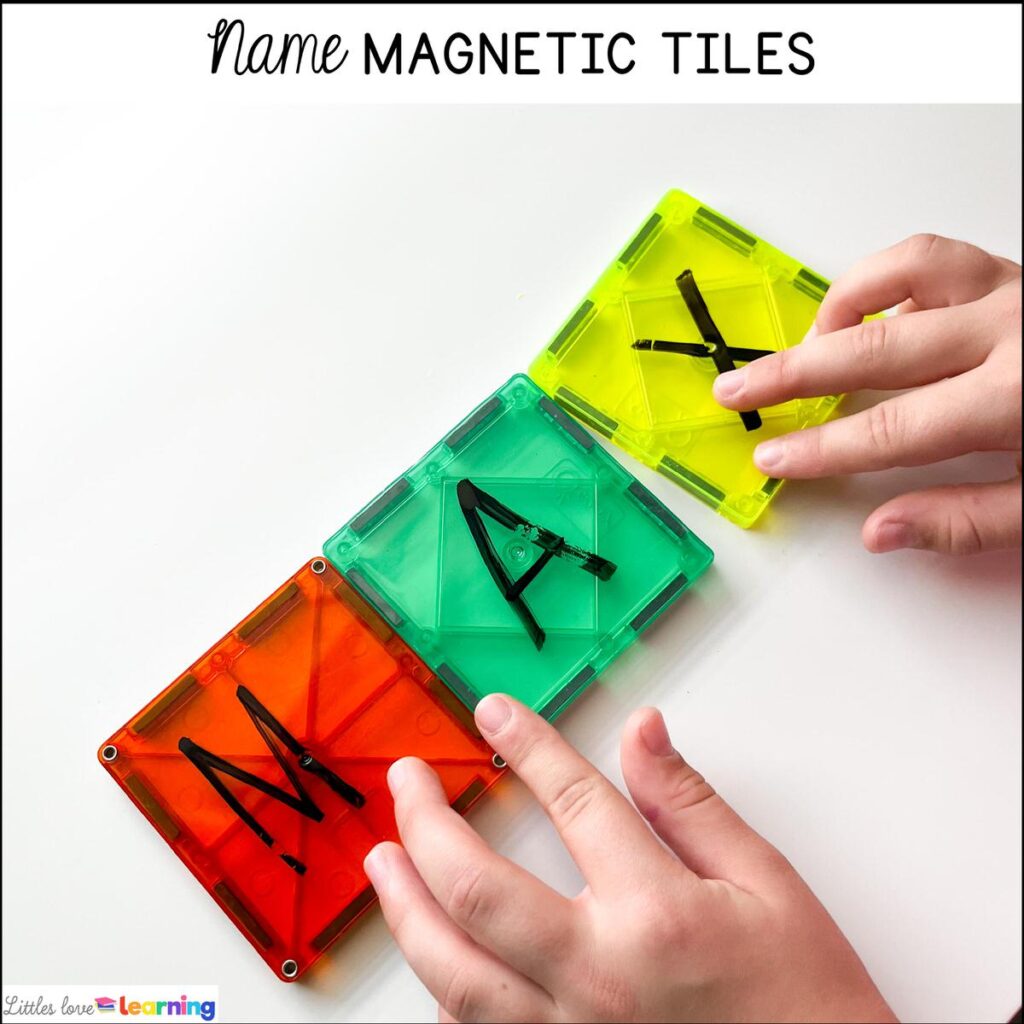 Name magnetic tiles for preschool, pre-k, and kindergarten 