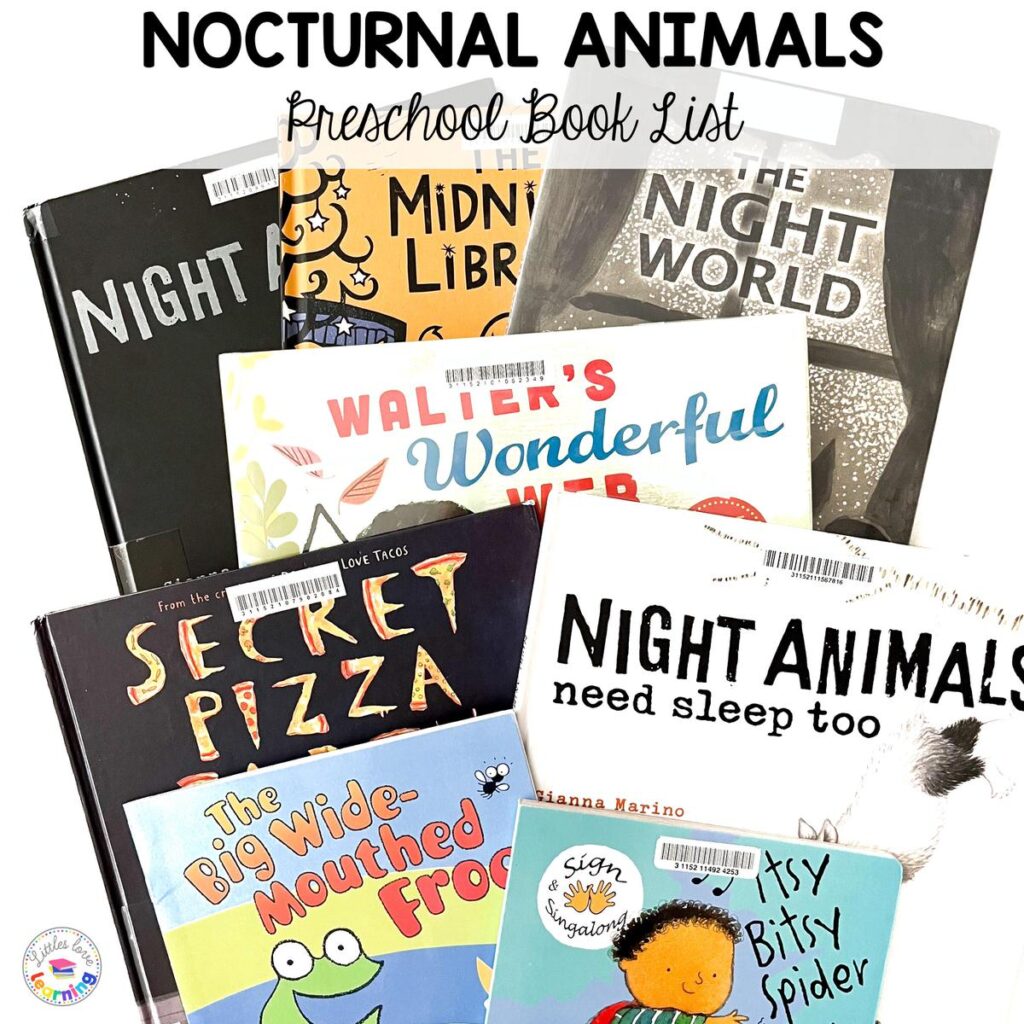 Nocturnal animals books for preschool, pre-k, and kindergarten 