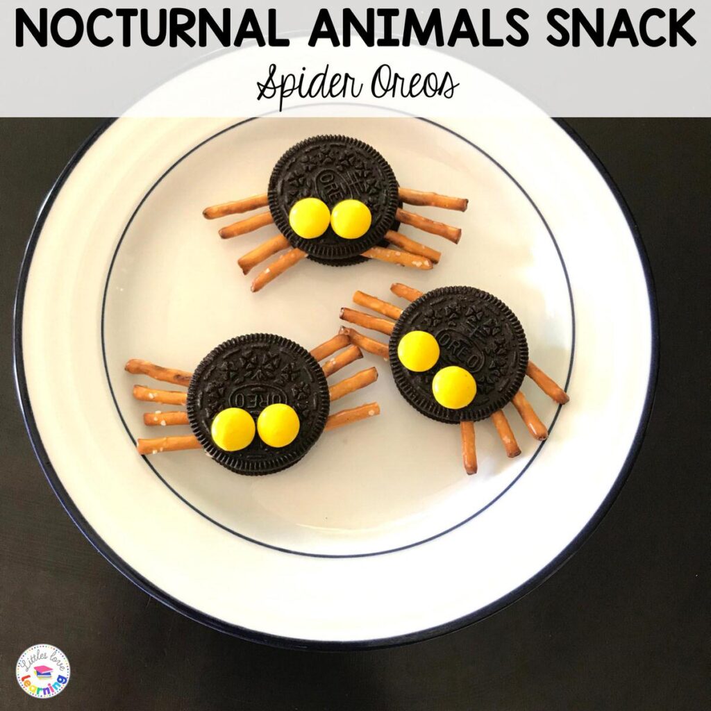 Nocturnal animals snack for preschool, pre-k, and kindergarten 