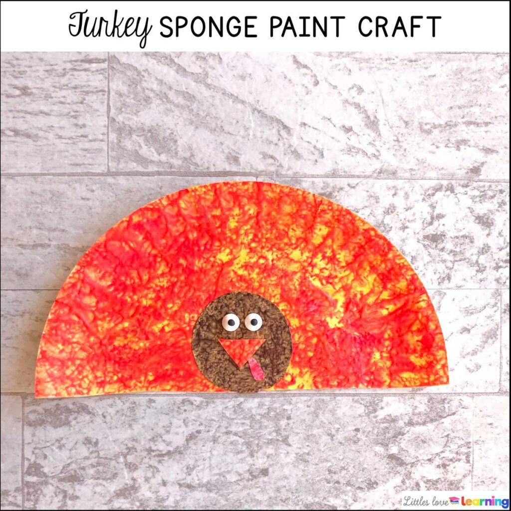Kindergarten, Pre-K, and Preschool Thanksgiving Turkey Sponge Paint Craft 