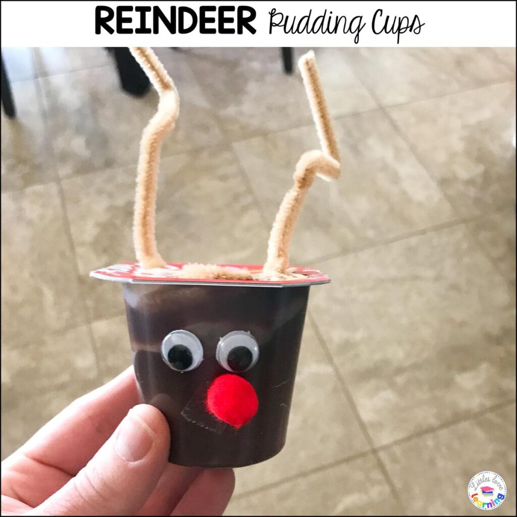 Reindeer pudding cup for preschool, pre-k, kindergarten 