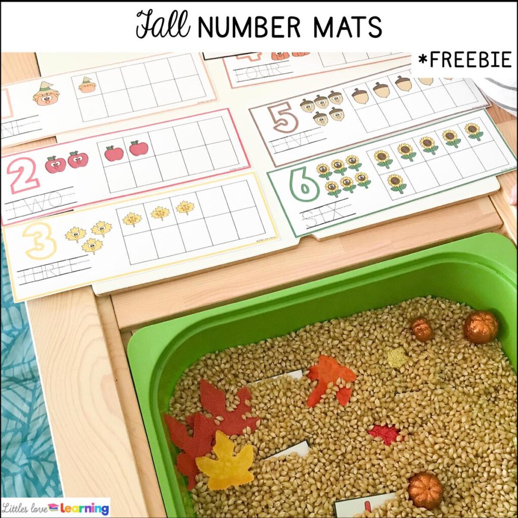 Fall number mats for preschool, pre-k, and kindergarten 