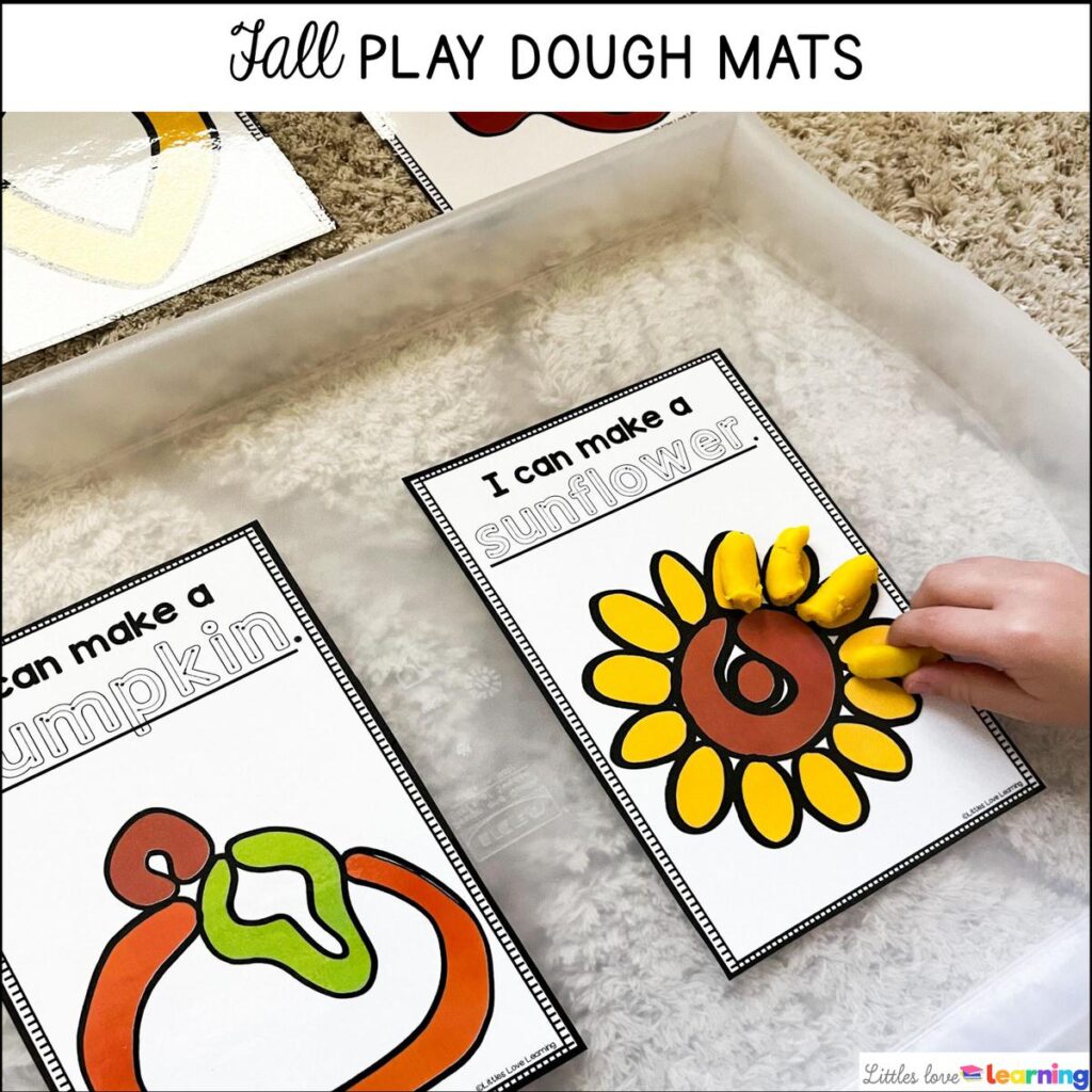 Fall play dough mats for preschool, pre-k, and kindergarten 
