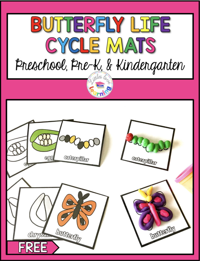 FREE Butterfly Life Cycle Play Dough Mats inspired by The Very Hungry Caterpillar 
