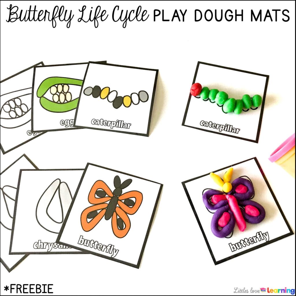 FREE Butterfly Life Cycle Play Dough Mats inspired by The Very Hungry Caterpillar 