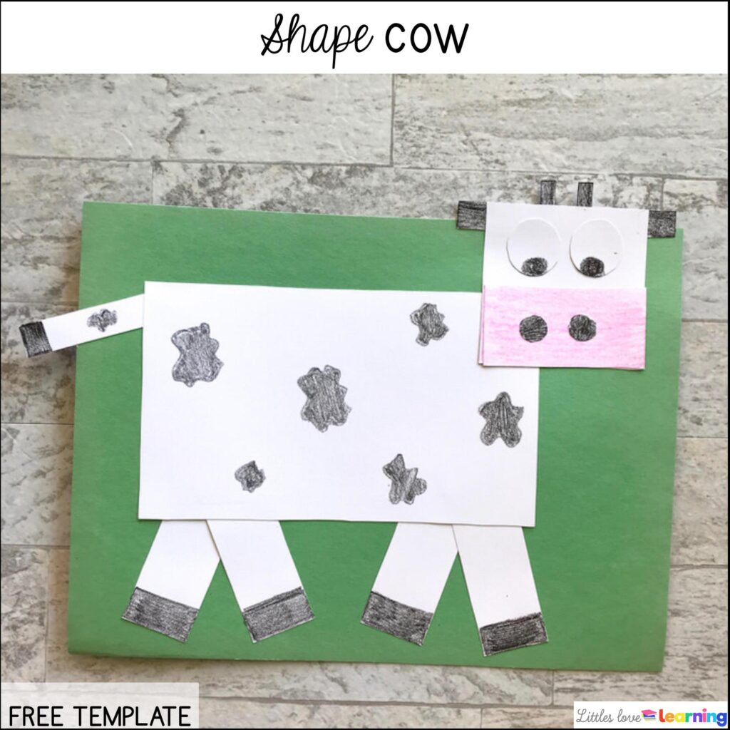 Shape Cow inspired by Harvest Party for preschool, pre-k, and kindergarten
