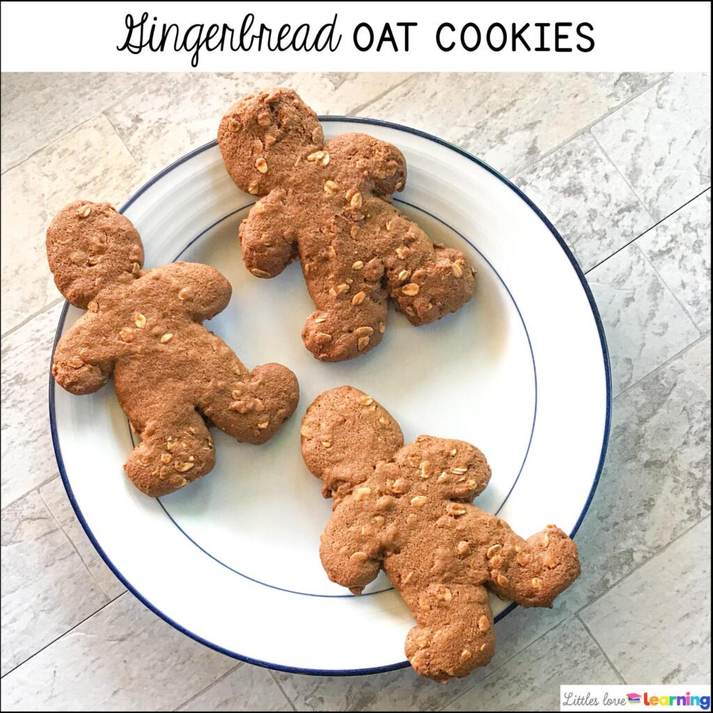Gingerbread Oat Cookies inspired by The Ninjabread Man for preschool, pre-k, and kindergarten 